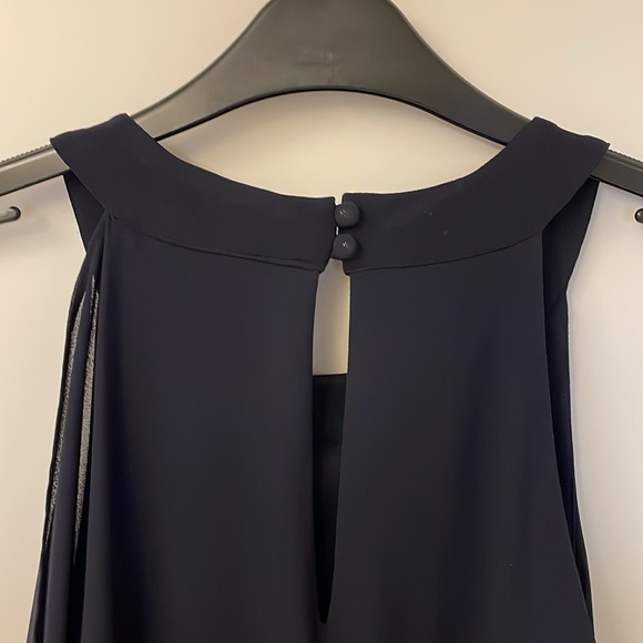 Beautiful mother of the bride navy dress with chiffon overlay. Sz12 - Picture 4 of 8